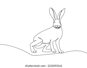 Granada Hare, bunny one line art. Continuous line drawing of pet, mammal, breed, zodiac, china, oriental, domestic, easter, bunny, animal, year new, 2023, hare.