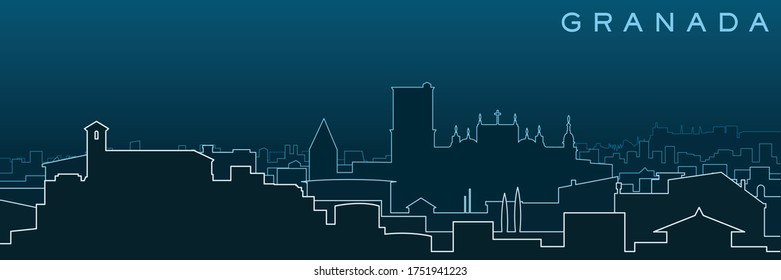 Granada Multiple Lines Skyline and Landmarks