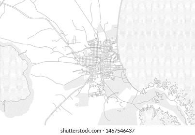 Granada, Granada, Nicaragua, bright outlined vector map with bigger and minor roads and streets created for infographic backgrounds.