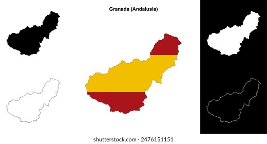 Granada province outline map set