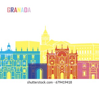 Granada skyline pop in editable vector file