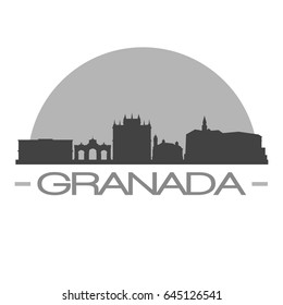 Granada Skyline Silhouette Skyline Stamp Vector City Design