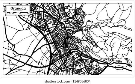 Granada Spain City Map in Retro Style. Outline Map. Vector Illustration.