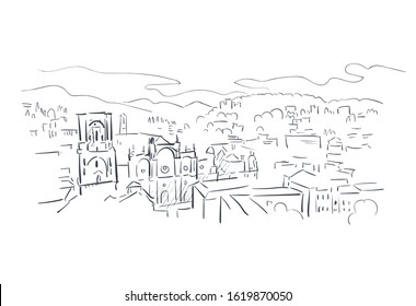 Granada Spain Europe vector sketch city illustration line art