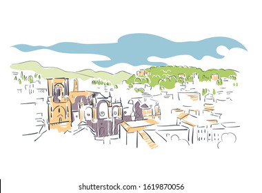 Granada Spain Europe vector sketch city illustration line art