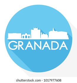 Granada Spain Flat Icon Skyline Silhouette Design City Vector Art.