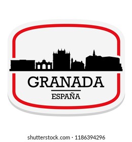 Granada Spain Label Stamp Icon Skyline City Design Tourism.