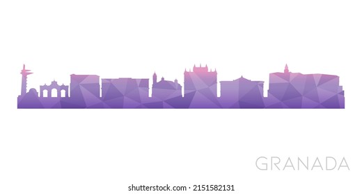 Granada, Spain Low Poly Skyline Clip Art City Design. Geometric Polygon Graphic Horizon Icon. Vector Illustration Symbol.