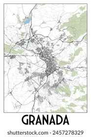 Granada, Spain map poster art