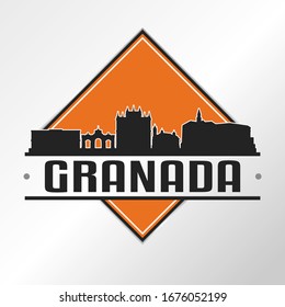 Granada, Spain Skyline Logo. Adventure Landscape Design Vector Illustration.