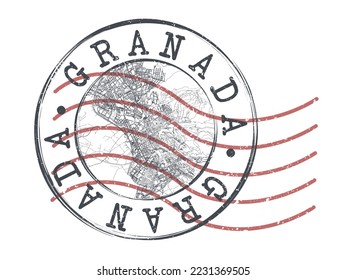 Granada, Spain Stamp Map Postal. Silhouette Seal Roads and Streets. Passport Round Design. Vector Icon. Design Retro Travel National Symbol.