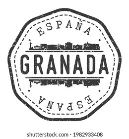 Granada, Spain Stamp Skyline Postmark. Silhouette Postal Passport. City Round Vector Icon. Vintage Postage Design.