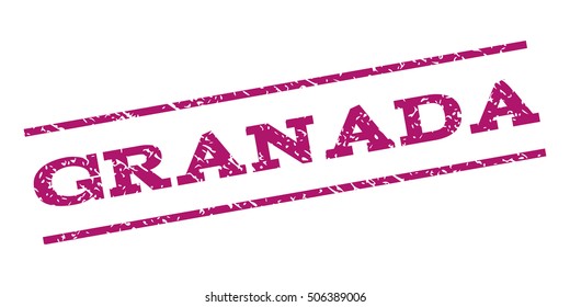 Granada watermark stamp. Text caption between parallel lines with grunge design style. Rubber seal stamp with scratched texture. Vector purple color ink imprint on a white background.