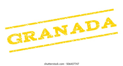 Granada watermark stamp. Text caption between parallel lines with grunge design style. Rubber seal stamp with dirty texture. Vector yellow color ink imprint on a white background.