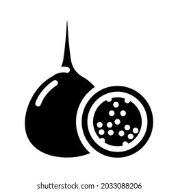 vector de icono de glifo de frutas granadilla. signo de fruta granadilla. símbolo de contorno aislado ilustración negra