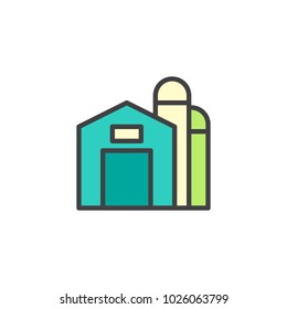 Granary filled outline icon, line vector sign, linear colorful pictogram isolated on white. Storehouse symbol, logo illustration. Pixel perfect vector graphics