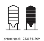 Granary Icon set. silo vector symbol. black filled and outlined Silo icon. flour, grain, or seeds bin line icon. granary vector set.