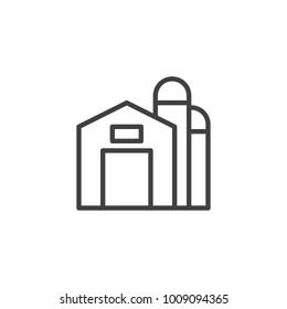 Granary line icon, outline vector sign, linear style pictogram isolated on white. Storehouse symbol, logo illustration. Editable stroke