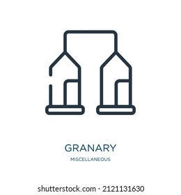 granary thin line icon. agriculture, grain linear icons from miscellaneous concept isolated outline sign. Vector illustration symbol element for web design and apps.