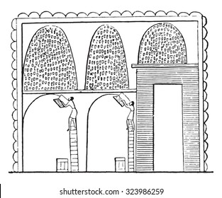 Granary, vintage engraved illustration.
