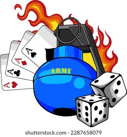 granate con juego de casino y llamas