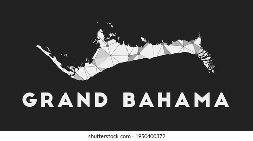 Grand Bahama - mapa de la red de comunicación de la isla. Diseño geométrico de moda en Grand Bahama sobre fondo oscuro. Tecnología, internet, red, concepto de telecomunicaciones. Ilustración vectorial.