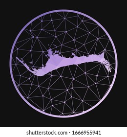 Grand Bahama icon. Vector polygonal map of the island. Grand Bahama icon in geometric style. The island map with purple low poly gradient on dark background.