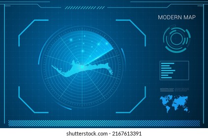 Grand Bahama map of blue digital frame technology radar vector HUD, GUI, UI interface.