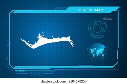 Mapa de Grand Bahama del marco digital azul HUD, GUI, interfaz de interfaz de usuario vector de radar.