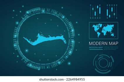 Grand Bahama map of blue digital frame Futuristic Sci Fi Modern User vector HUD, GUI, UI interface.
