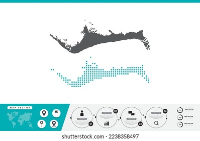 Grand Bahama map of dots gray and green for presentation. Set couple pixel creative concept for infographic.