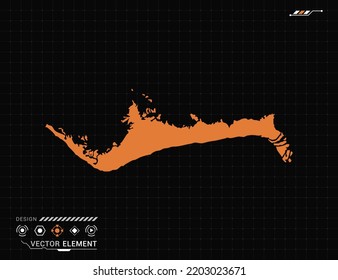 Mapa de Grand Bahama del marco digital naranja HUD, GUI, interfaz de interfaz de usuario vector de radar.