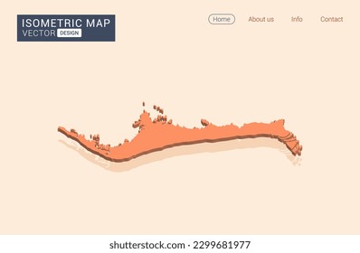 Mapa naranja de Grand Bahama con vector isométrico.