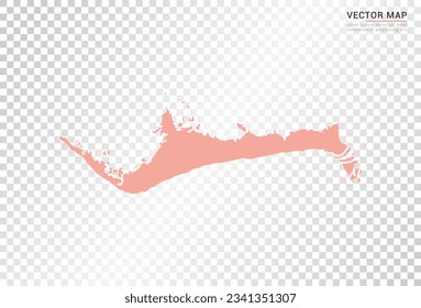 Grand Bahama map vector orange color on transparent background.