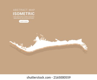 Grand Bahama map white on brown background with isometric vector.