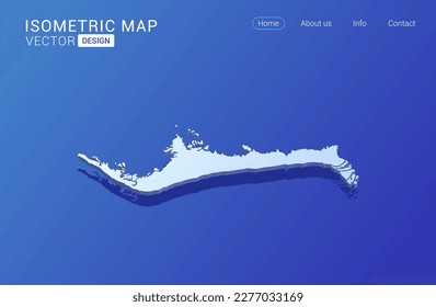 Grand Bahama map white on blue background with isolated 3D isometric concept vector illustration.