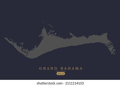 Grand Bahama Map - World Map International vector template with High detailed including grey and black outline color isolated on black background - Vector illustration eps 10