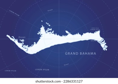 Grand Bahama Map - World Map International vector template with High detailed and white color including circle line on blue background for design, infographic, website - Vector illustration eps 10