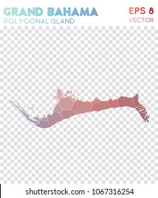 Grand Bahama polygonal, mosaic style island map. Powerful low poly style, modern design for infographics or presentation.