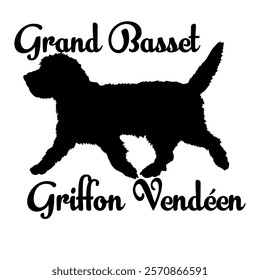 Grand Basset Griffon Vendéen. dog silhouette, dog breeds, logo, vector, silhouette,  animal, illustration, icon, sign, design, black, symbol, pet, love
