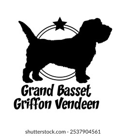 Grand Basset Griffon Vendeen silhueta do cão, cão, raças de cães, logotipo, vetor, silhueta, design do logotipo, animal, ilustração, ícone, sinal, design, preto, símbolo, animal de estimação