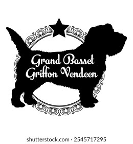 Grand Basset Griffon Vendeen dog silhouette, dog, dog breeds,  vector, silhouette, logo design, animal, illustration, icon, sign, black, pet