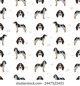 Grand Bleu de Gascogne seamless pattern. Different coat colors set.  Vector illustration