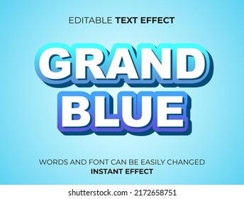 grand blue text effect typogrpahy	