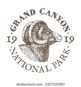 Grand Canyon, Arizona, USA Silhouette Postal Passport. Stempel-Rundvektorsymbol. Design Travel Postmark. 