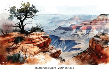 Der Grand Canyon Arizona USA Aquarellmalerei Abstrakter Hintergrund. 