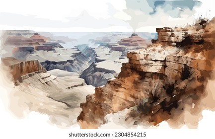 Der Grand Canyon Arizona USA Aquarellmalerei Abstrakter Hintergrund. 