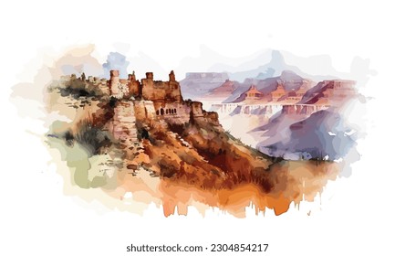 Der Grand Canyon Arizona USA Aquarellmalerei Abstrakter Hintergrund. 