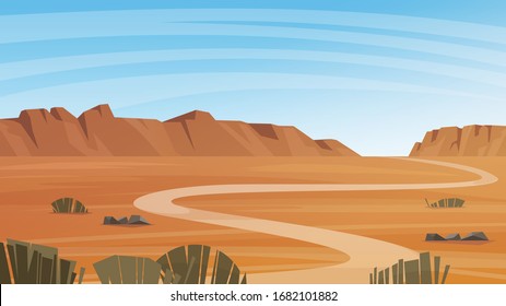 Grand Canyon desert landscape, vector illustration.