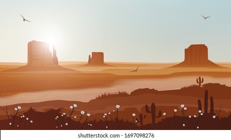 Grand Canyon desert landscape vector illustration.